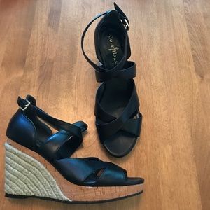 💕Cole Haan Nike Air Black Leather Wedges - 8 1/2